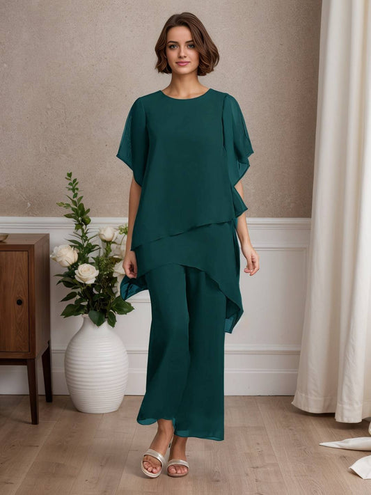 Zakaka Pantsuits Separates Scoop Ankle-Length Chiffon Mother of the Bride