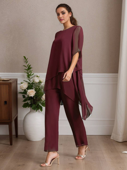 Zakaka 2 Pieces Mother of The Bride Pant Suits Plus Size Mother of Groom for Wedding