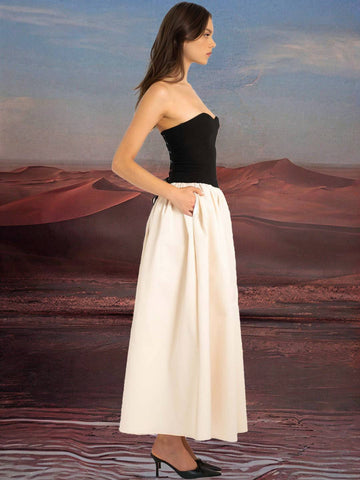 Zakaka Hit Color Draped Maxi Dress Bandeau Sleeveless Elegant Fashion Chic Birthday Ceremony Prom Longe Dress