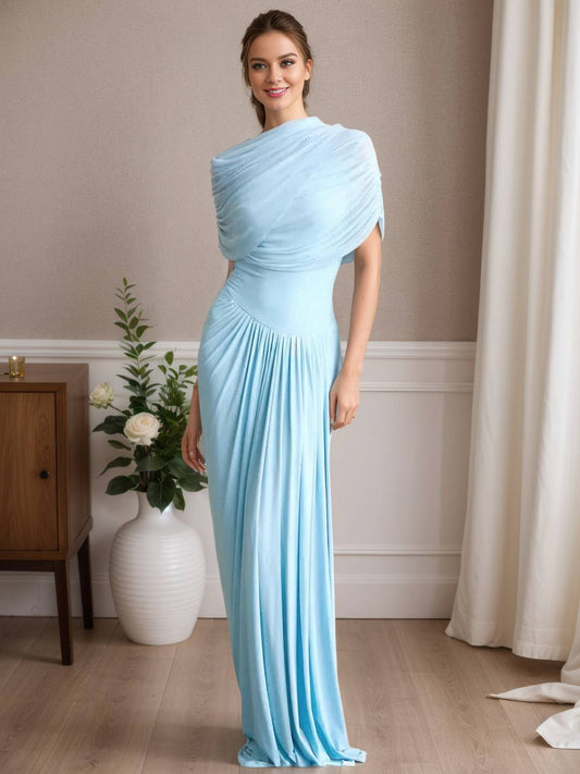 Zakaka Bodycon Draped Hem Maxi Dress Sleeveless Elegant Fashion Chic Trendy Ceremony Prom Banquet Long Dress