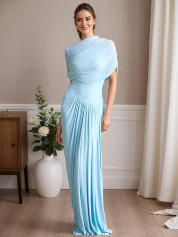 Zakaka Bodycon Draped Hem Maxi Dress Sleeveless Elegant Fashion Chic Trendy Ceremony Prom Banquet Long Dress