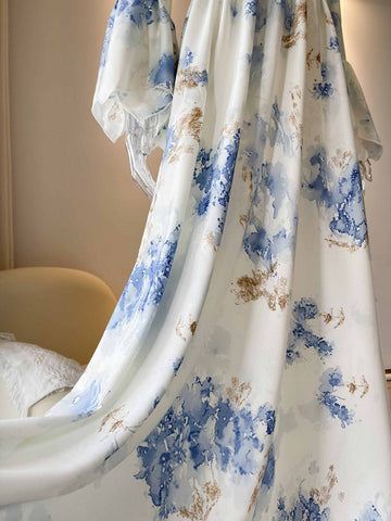 Zakaka Women's Floral Print Maxi Dress Long Bishop Sleeve V Neck Belted Gown for Wedding Guest Races Party