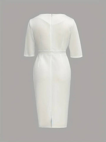 Zakaka Women's Elegant Sheath Dress Bodycon Button Front Midi Pencil Dress for Work Wedding Guest Chic Outfit