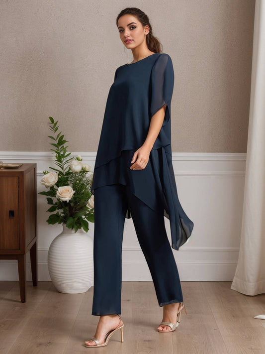 Zakaka Pantsuits Separates Scoop Ankle-Length Chiffon Mother of the Bride