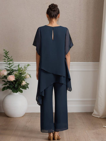 Zakaka Pantsuits Separates Scoop Ankle-Length Chiffon Mother of the Bride